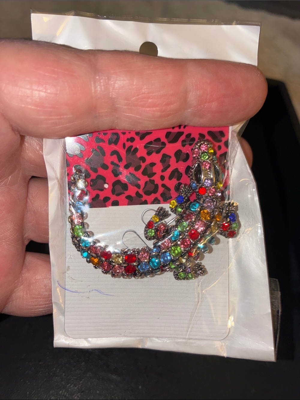Multicolor Alligator Crystal Brooch - Picture 2 of 7